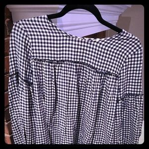 Roolee Boutique Navy and white gingham top